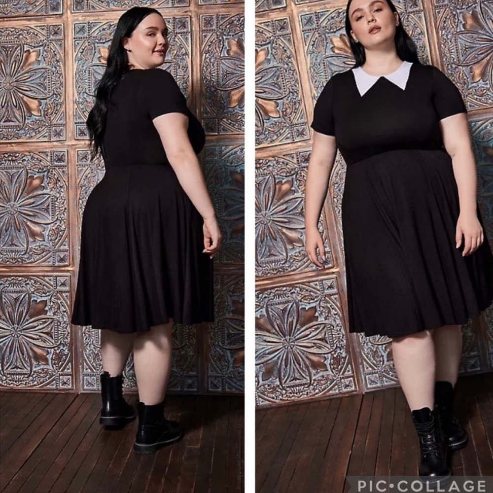 Torrid goth girl Wednesday Adams dress 3X goth girl skater dress fun plus